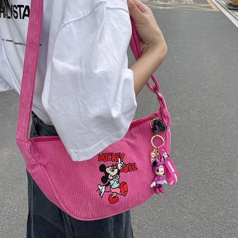 Nowa na co dzień Disney urocza kreskówka myszka miki torba kaczor Donald seria Retro sztruksowa torba Crossbody torba na jedno ramię torba pod pachami