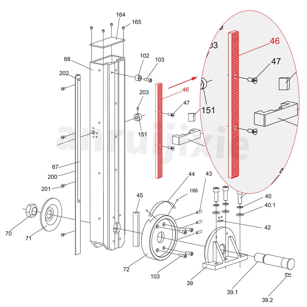 Rack 220mm for SIEG X2&JET JMD-1L&CX605&Grizzly G8689&Little Milling 9&Clarke CMD300 Mini Mill spares