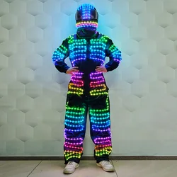 Full-color LED robot set stage dance performance Festival party luminous work clothes LED glow-in-the-dark helmet costume props