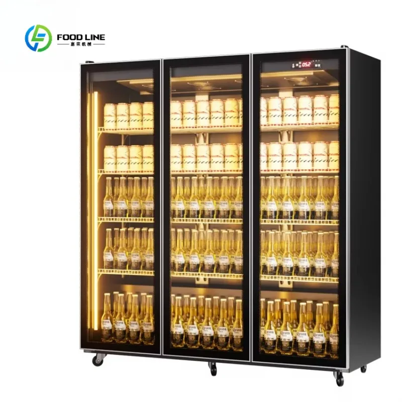 Commercial Refrigerator Led Refrigerated Beverage Display Fridge Lighting Stainless Steel Wine Fridge Showcase Customized