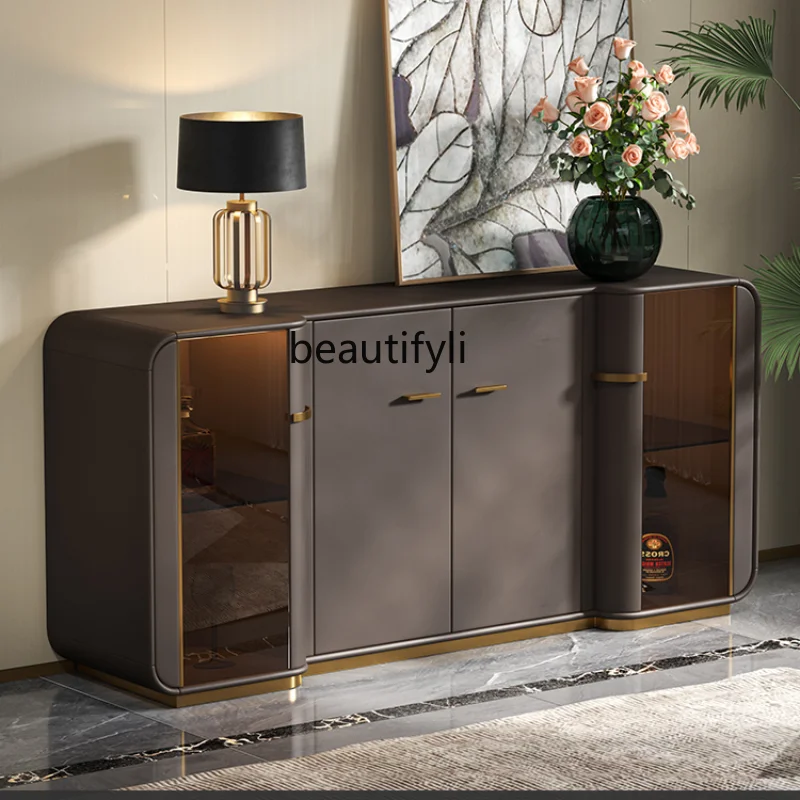 

Light Luxury Sideboard Cabinet Italian Restaurant Storage Cabinet Fashion Post-Modern Marble Hallway Shoe Cabinet