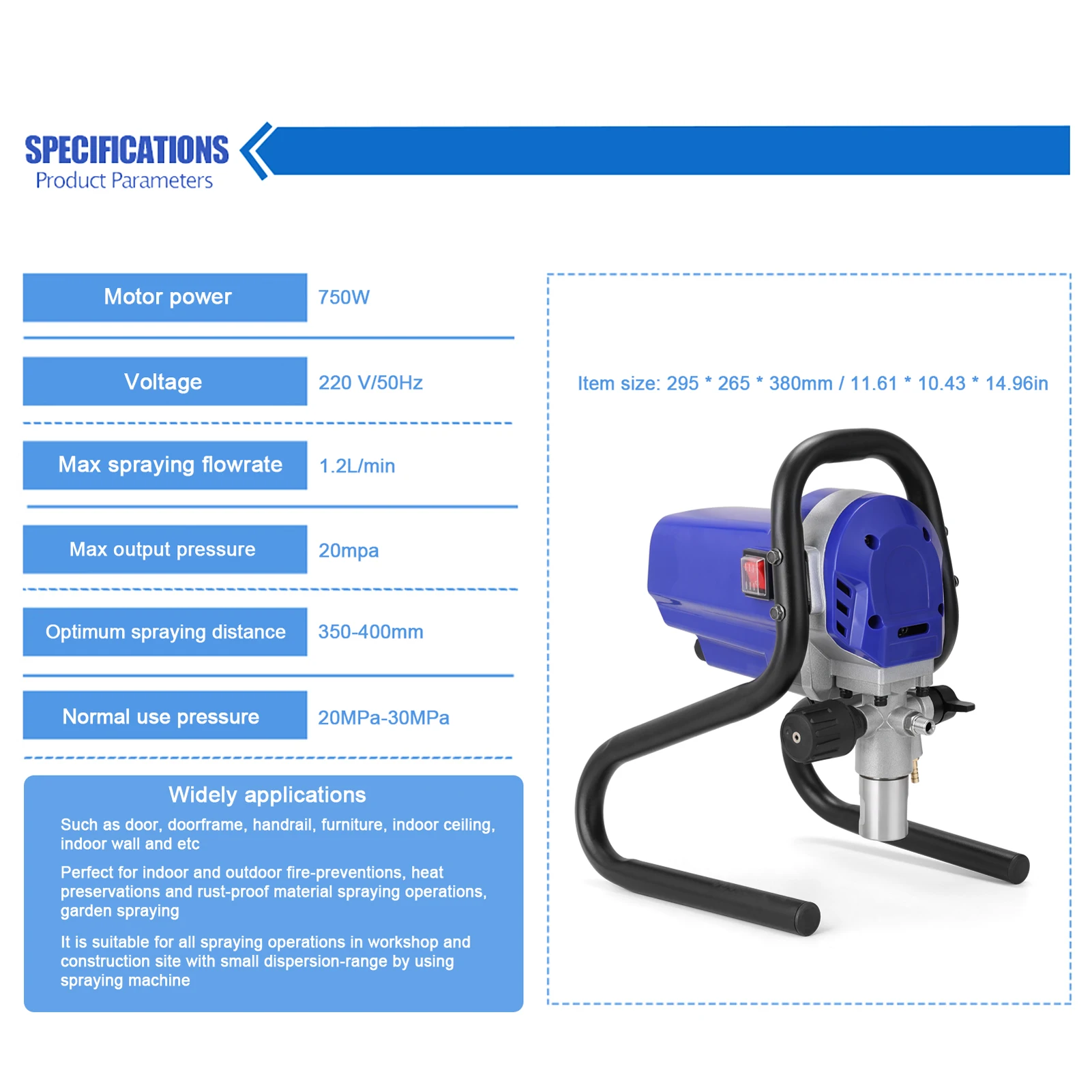 High Pressure Airless Sprayer Electric Paint Spraying Machine Electric Sprayer Paint Spray Gun Painting Tool With Pressure Gauge