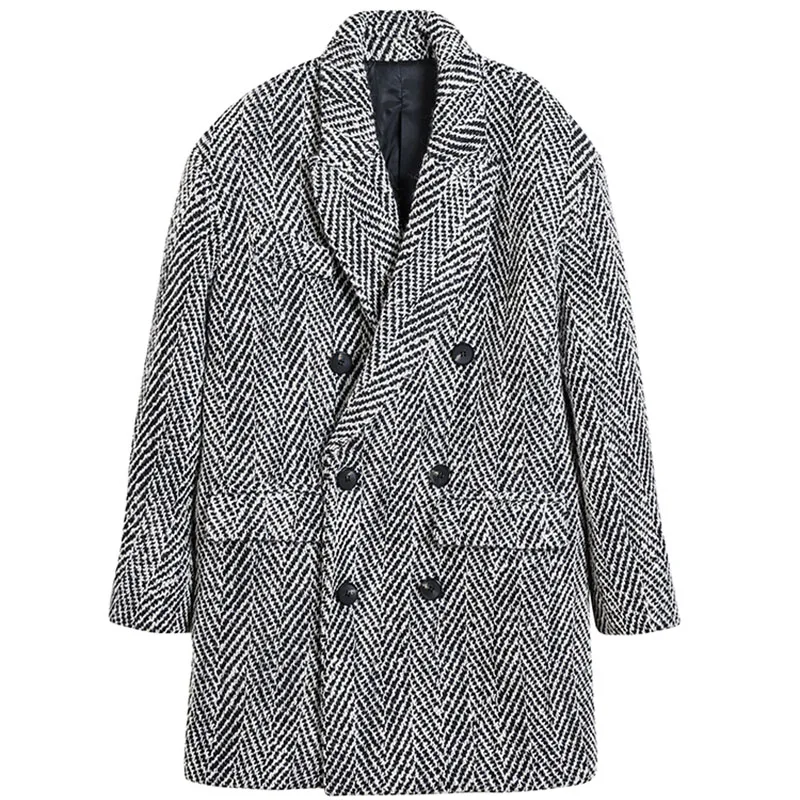 High-end Women\'s Woolen Suit Jacket Autumn and Winter 2023 Mid-length Herringbone Coat Office Lady Slimming Casual Blazer Top