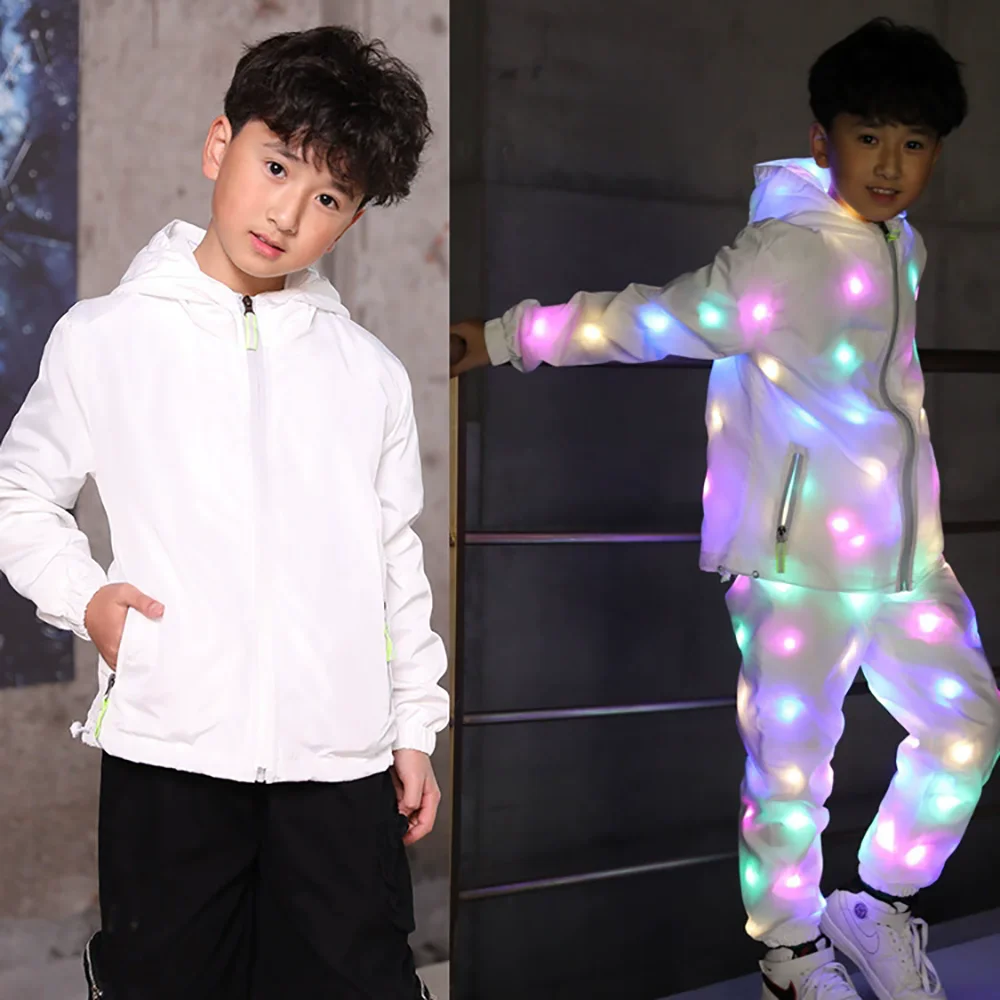 

Fashion LED Luminous Clothes Colorful Luminous Coat Christmas Party Glitter Stage Costume For Boys And Girls