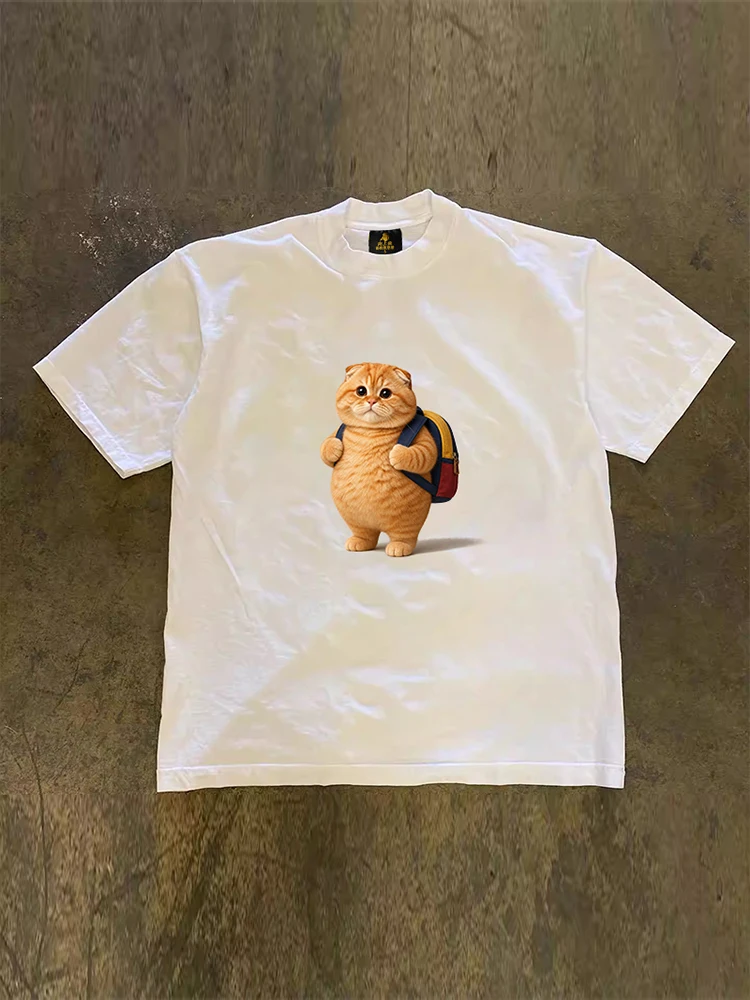 Loose Fit Cotton T-Shirt Unisex Short Sleeve Double Thread UPUPXIA Hero Print Sweat Absorbent round Neck Casual Summer Top