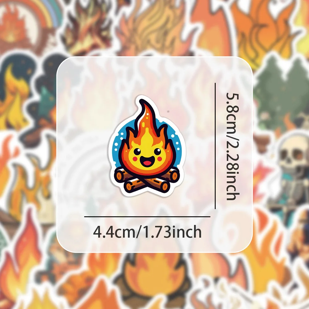 50 قطعة من ملصقات نار المخيمات الكرتونية الرائعة الممتعة، صندوق رصاص مزخرف، سجل القصاصات، ملصق مقاوم للماء، لعبة أطفال #4