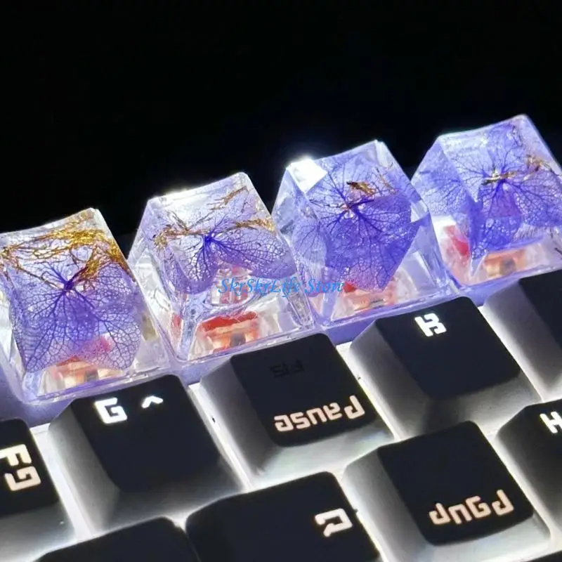

E65E только KeyCap, DIY смол отсрочка откладывает прозрачные переводы Keycap 1key Gold Foills Вышивка клавиш для механических
