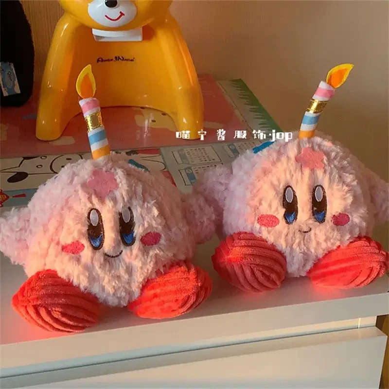 Kirby Kawaii Cartoon Plush Pendant Cake Shape Ornament Candle Decoration Tabletop Dolls Children's Girls Toys Birthday Gifts