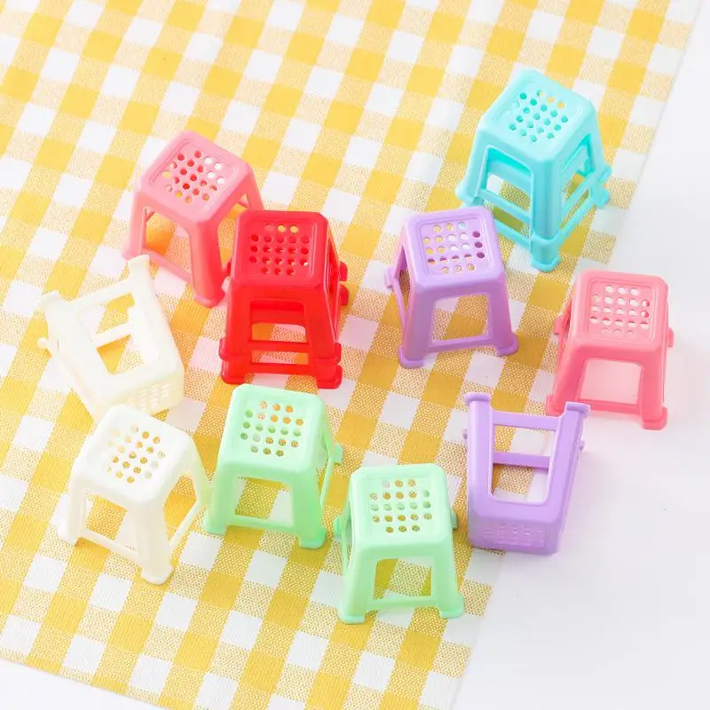 Simulation Miniature Furniture Model Retro Small Stool Decoration Dollhouse Props Accessories Household Chores Toys 20pc/lot