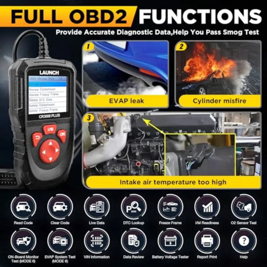 Professional OBD2 Scanner Diagnostic Tool CR3008 PlusOne-Key I/M Lifetime Update Code Reader Enhanced Check Engine Code Reader