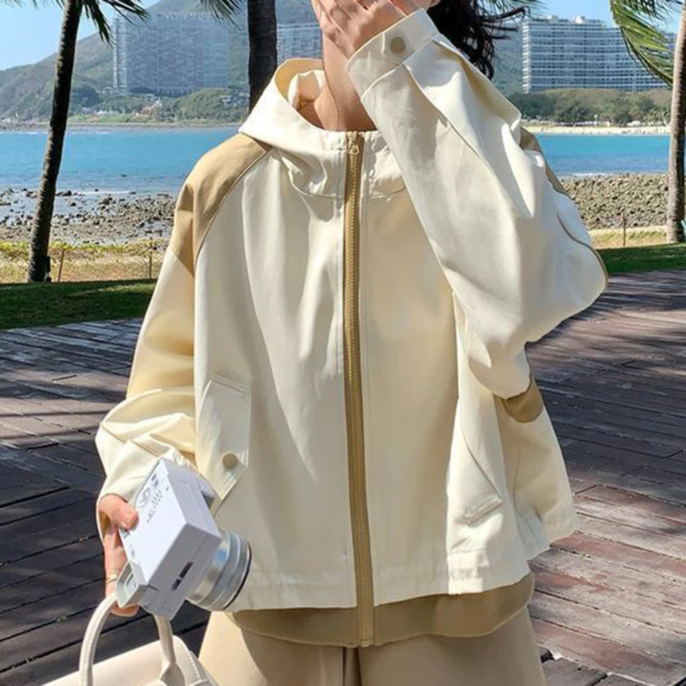 Workwear Splicing Coat Women's Short Style 2025 Autumn New Korean  Loose Street Explosion Fashion Trendy Jacket