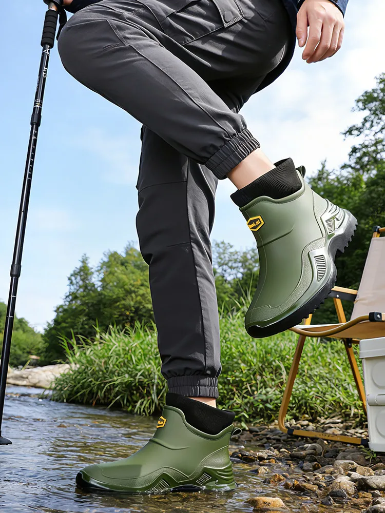 Winter Warme Plus Paar-Regenstiefel Wasserdichte Herren-Wasserschuhe Outdoor Herren-Gummischuhe Modische Angelstiefel Arbeitsstiefel – Detail 12
