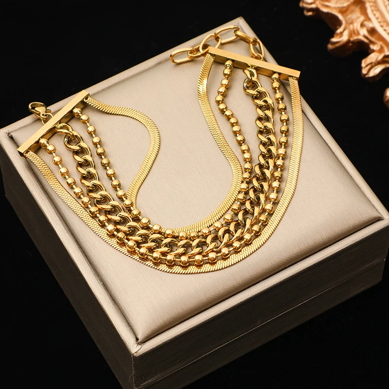 EILIECK 316L Stainless Steel Star Leopard Charm Bracelet For Women Girl New Thick Chain Bangles Waterproof Jewelry Gift Party
