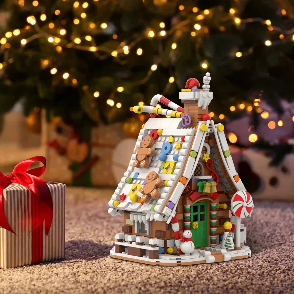 MOC Gingerbread Candy House Building Blocks Model Christmas Tree Bricks Assembled Toy Christmas 24 mini Animal Parts Kids Gift