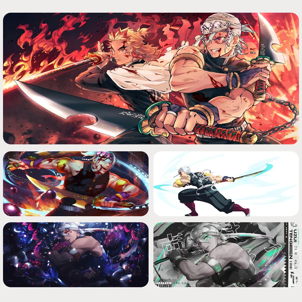 Large Mousepad Tengen Uzui Demon Slayer Mousepad Mouse Mat Desk Mat With Pad Gaming Accessories Prime Gaming XXL Keyboard Pad P