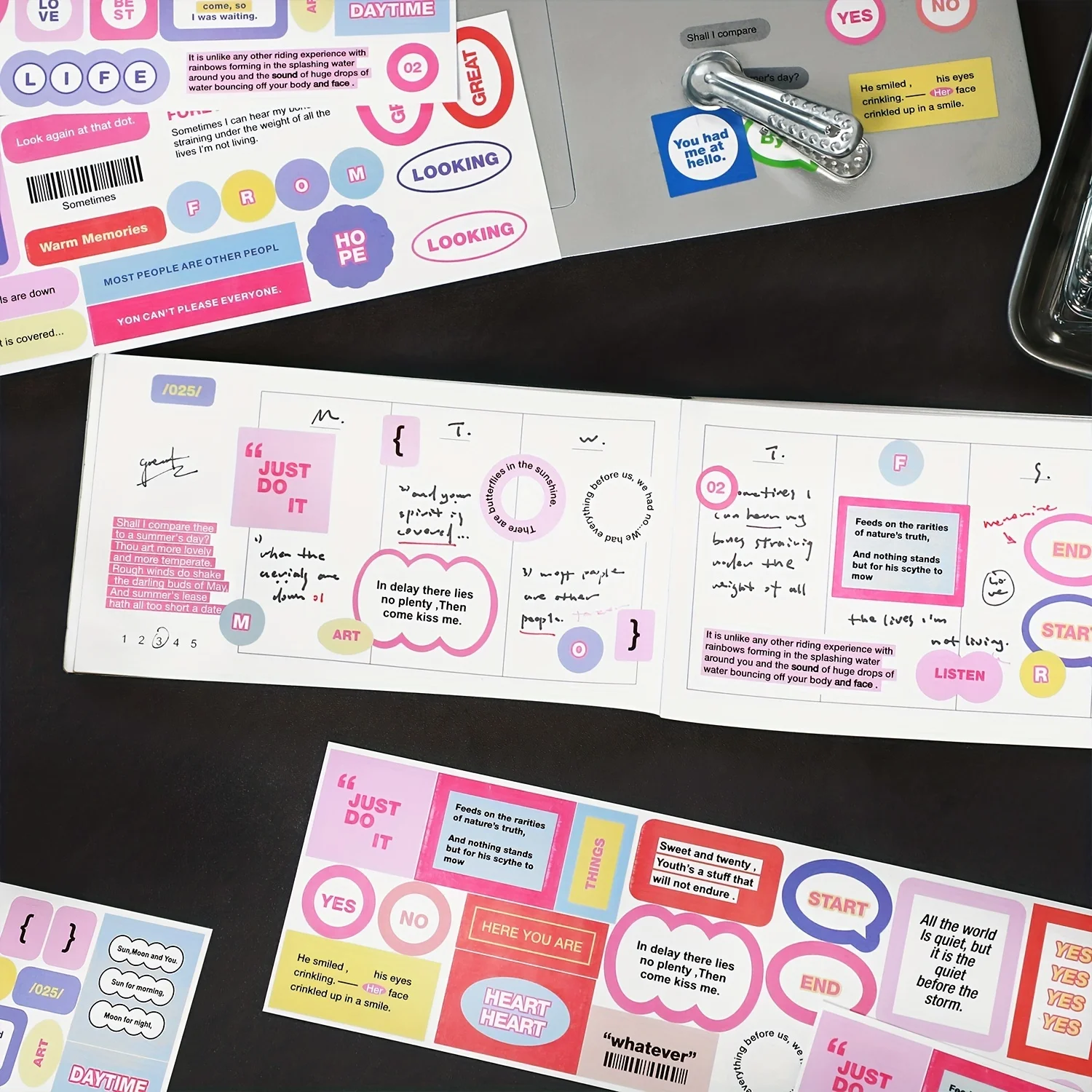 6 Sheets Simple ins Label  Stickers for Scrapbooking DIY Decorative Material Collage Journaling