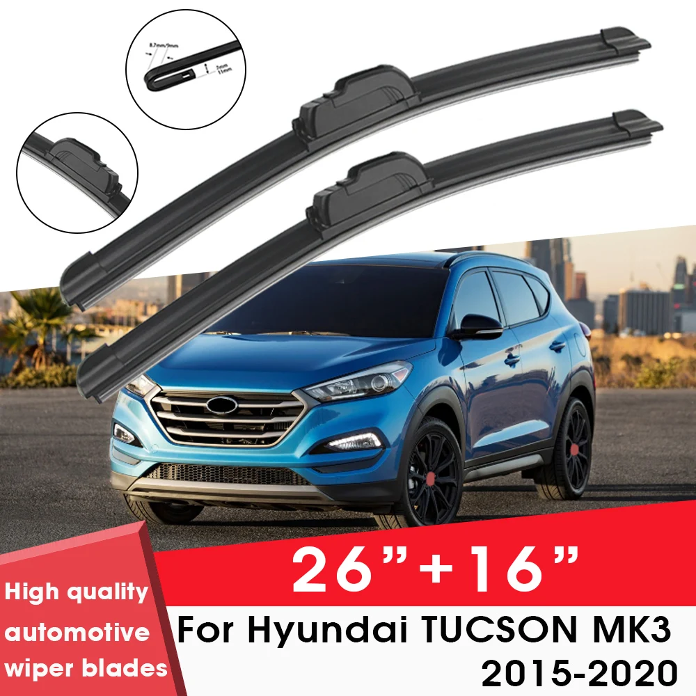 

Car Wiper Blade Blades For Hyundai TUCSON MK3 2015-2020 26"+ 16" Windshield Windscreen Clean Naturl Rubber Car Wiper Accessories