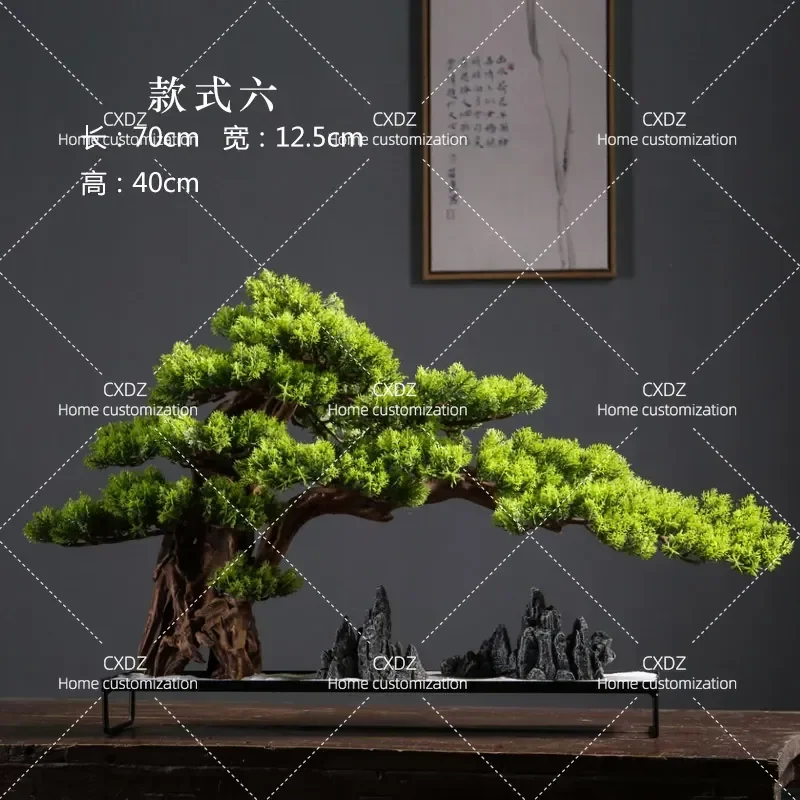 Simulated Welcome Pine Bonsai Green Plant Ornament for Living Room Entrance Wine Cabinet Coffee Table Office Desktop New