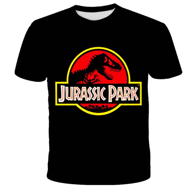 Meninos meninas dos desenhos animados t-shirts crianças dinossauro impressão tshirt para meninos crianças verão manga curta jurassic parque camiseta topos roupas