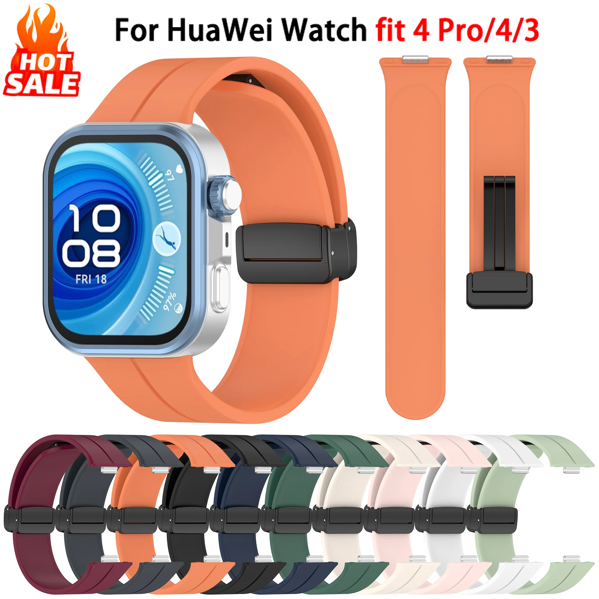

Magnetic band For Huawei Watch Fit 4 Pro/4/3 Strap Accessories Silicone Replacement Correa Bracelet Huawei watch fit3 fit4 Bands