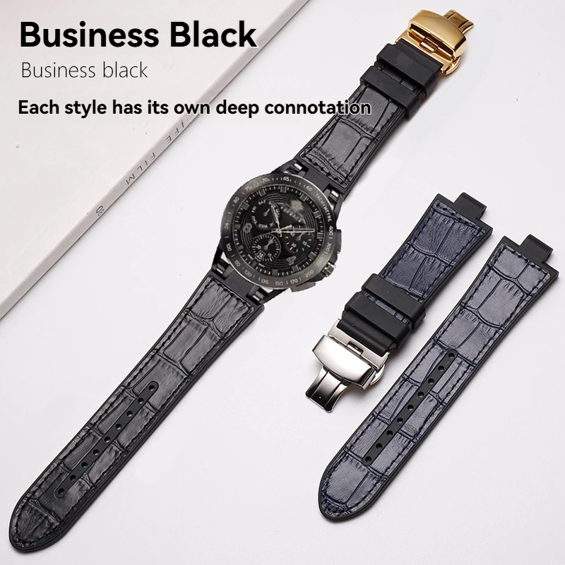 Para versace pulseira de relógio masculino sportverb0018 mostrador de três olhos com boca elevada fluorororubber adesivo couro pulseira de relógio especial