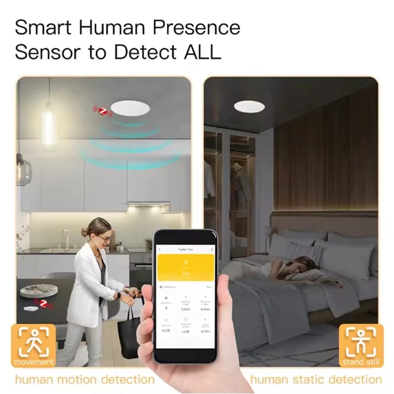 

A73E-Tuya Zigbee/Wi-Fi Smart Life Потолочный PIR-концентратор Детектор присутствия человека Радарный датчик обнаружения Фотометрическая функция 2 в 1