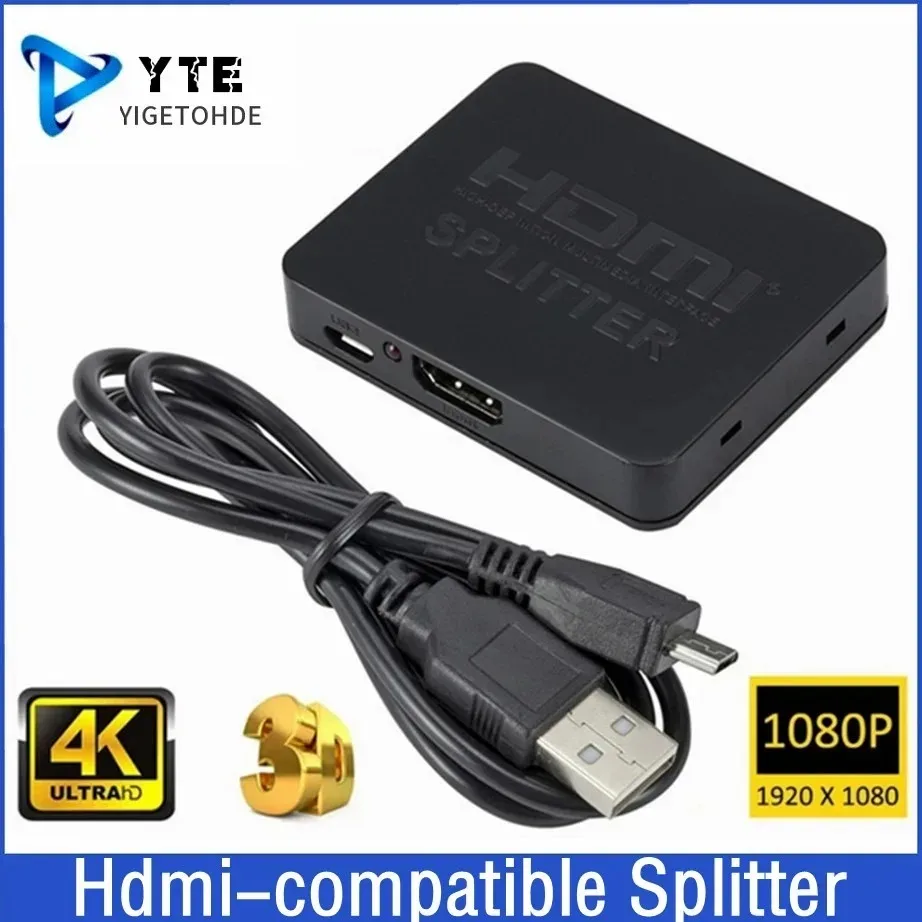 

HDMI-compatible Splitter 1 in 2 out 1080p 4K 1x2 Stripper 3D Splitter Power Signal Amplifier 4K HDMI Splitter For HDTV Xbox PS3