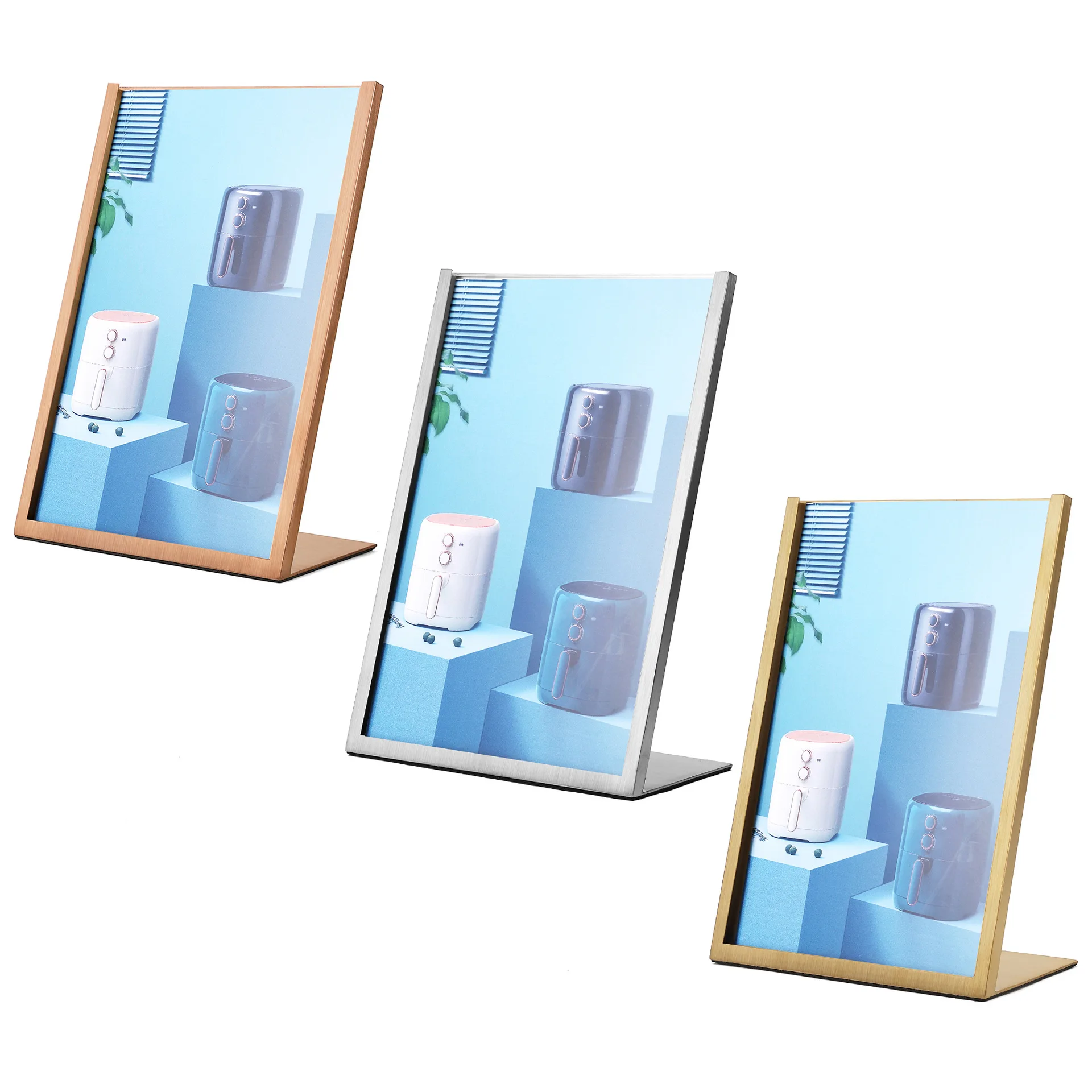 A4/A5 Metal Rotating Menu Paper Sign Holder Display Stand Wedding Shelf Metal Photo Picture Frame Display Board Price List