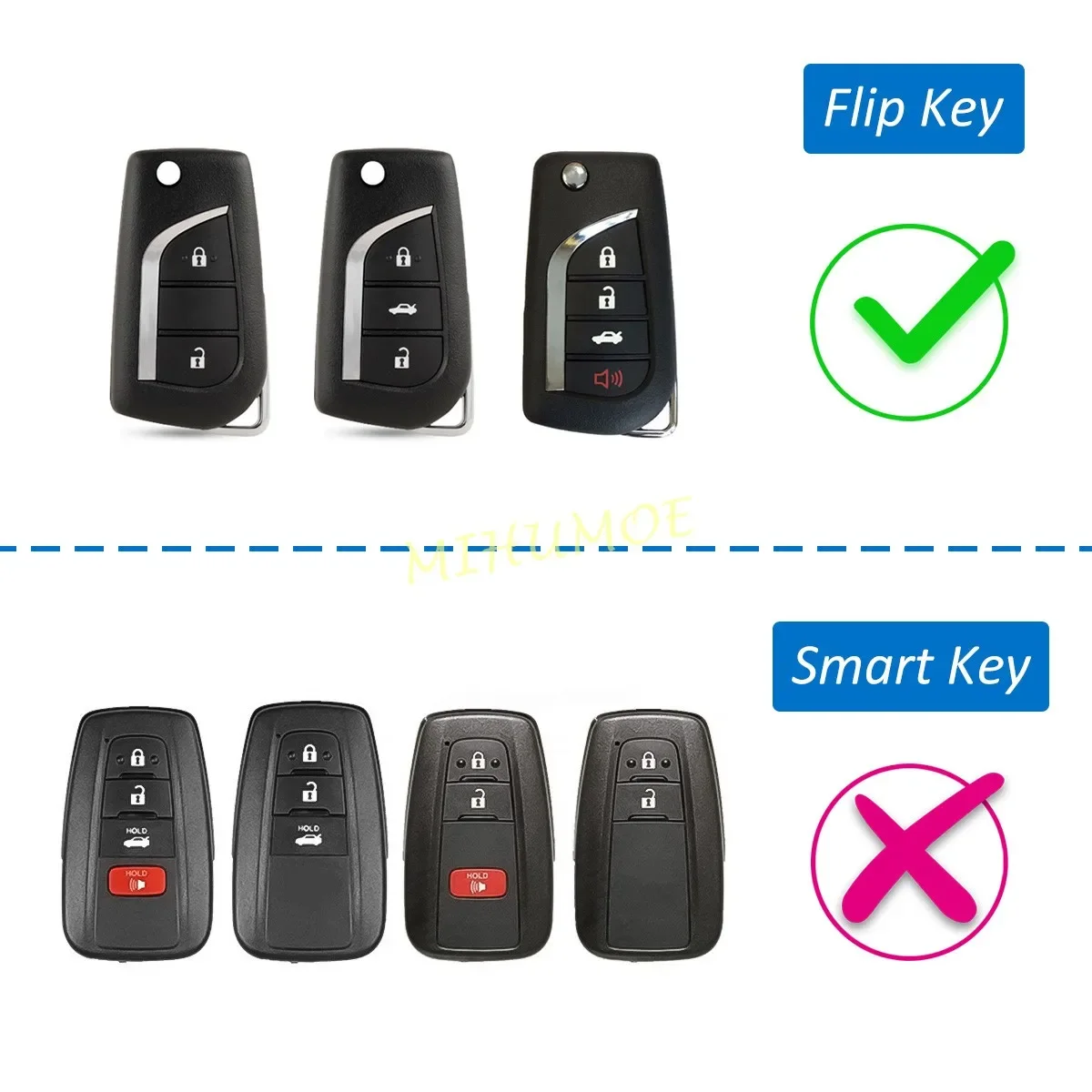 For Toyota RAV4 Camry C-HR Corolla LE Hatchback Sedan Hilux Metal Black Transparent Car Flip Key Fob Case Cover Keychain Ring