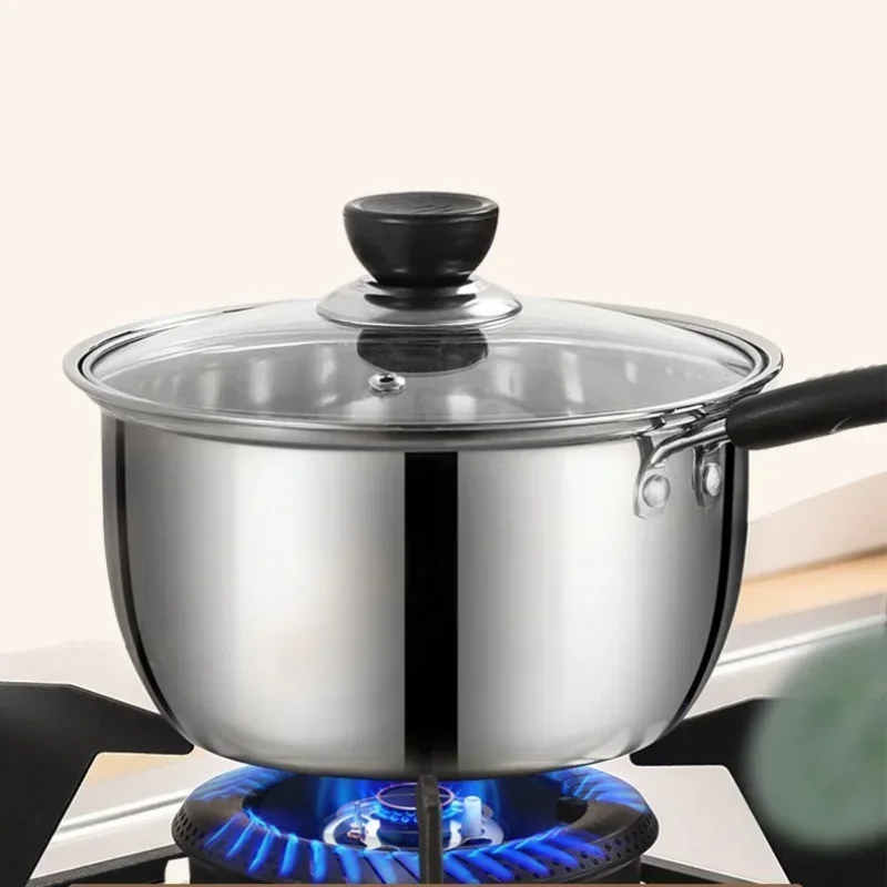 1Pcs 18/20CM Stainless Steel Soup Pot Cooking Pots For Kitchen Induction Cooking Pot Small Heat Resistant Cookware