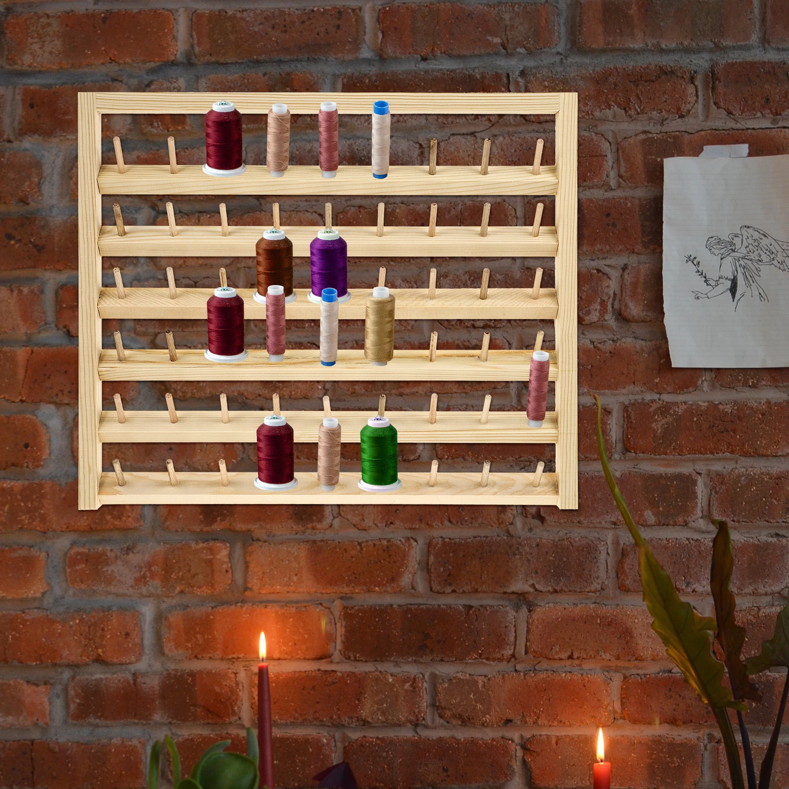 

Wooden Thread Rack 54 Spool Sewing Storage ganizer Smooth Holder Embroidery Quilting Crochet Knitting Textiles H Project