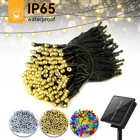 39ft led luz solar 100 luzes ao ar livre à prova dwaterproof água guirlanda de fadas luzes festa natal decorações de halloween luzes solares