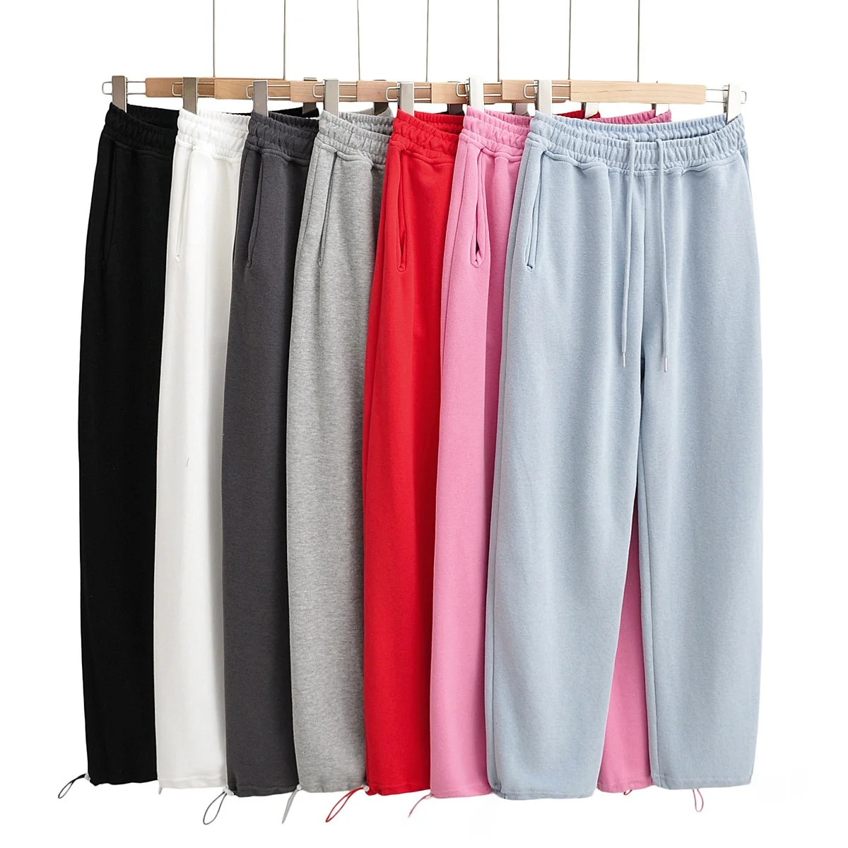 กางเกงขายาวเอวสูงทรงหลวมสบายสไตล์ลำลอง ขาบาน ปลายขาจั๊ม ผ้ามีความยืดหยุ่น แฟชั่นสตรีท ไซส์พลัส