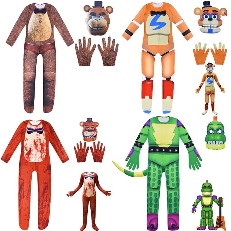 Horrible Halloween Costume for Kids Five Nights Freddyed Jumpsuit Cosplay Nightmare Bonnie Fnaf Freddy Anime Xtmas Gift for Kid