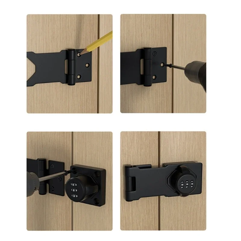 Yuanj grau combinação bloqueio trava parafuso trava engate da porta fechadura da porta deslizante fechadura aberta portas da sala de segurança porta fivela