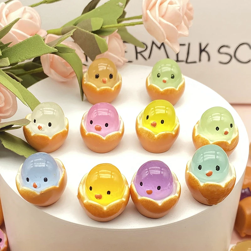 10-20ชิ้นเรซิน Kawaii เปลือกไข่ไก่สีสันสดใส3D สมุดภาพเคสโทรศัพท์ DIY ครีมเจลอุปกรณ์การตกแต่งบ้านงานฝีมือ