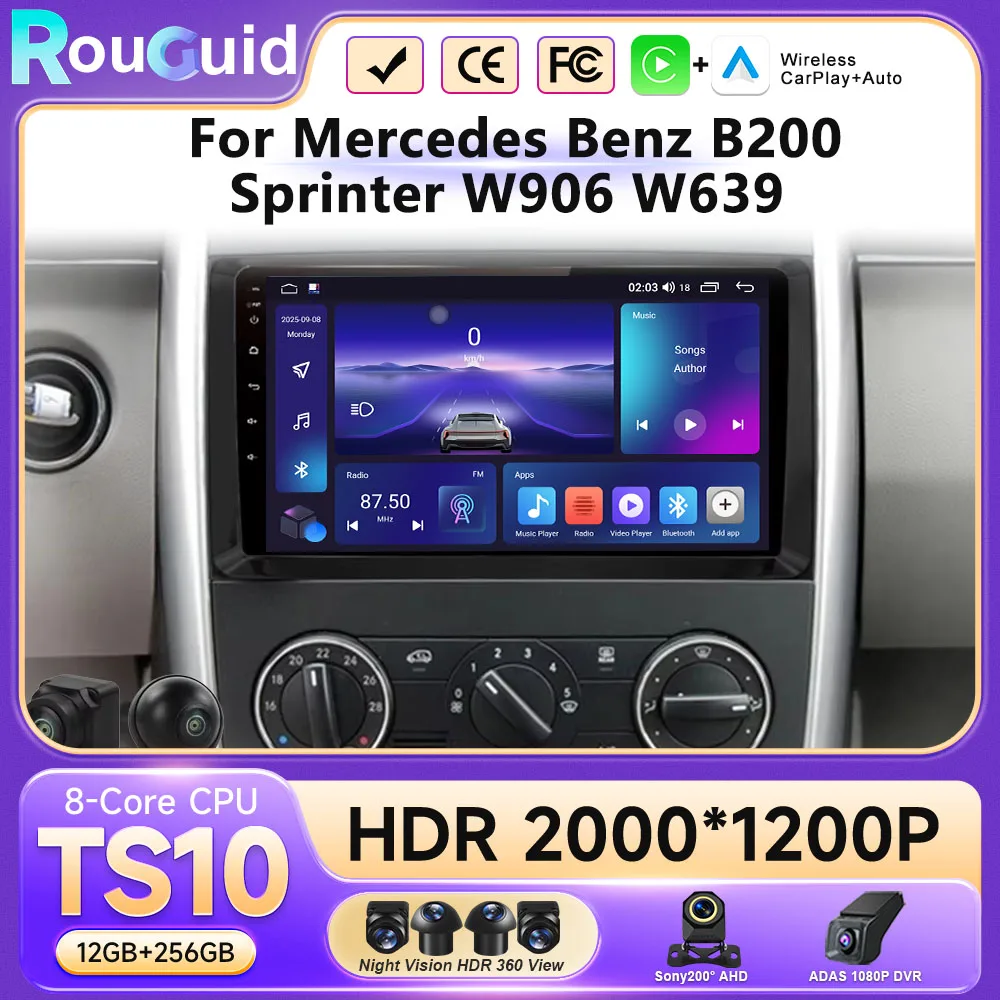 

Android 16 для Mercedes-Benz W169 W245 B200 W906 Sprinter B160 B170 B200: мультимедийная система, видеонавигация, стерео, радио, Bluetooth для автомобиля