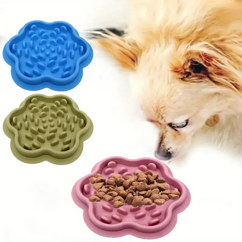 Pet Slow Down Eating Feeder Dish - Interactive Pet Food Bowl - Silicone Material - Suitable for Dogs Cat