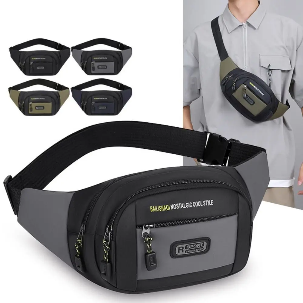 

Nylon Men Chest Bag Multiple pockets Large Capacity Multifunctional Waist Bag Adjustable Anti Theft Men Running Pouch Travel