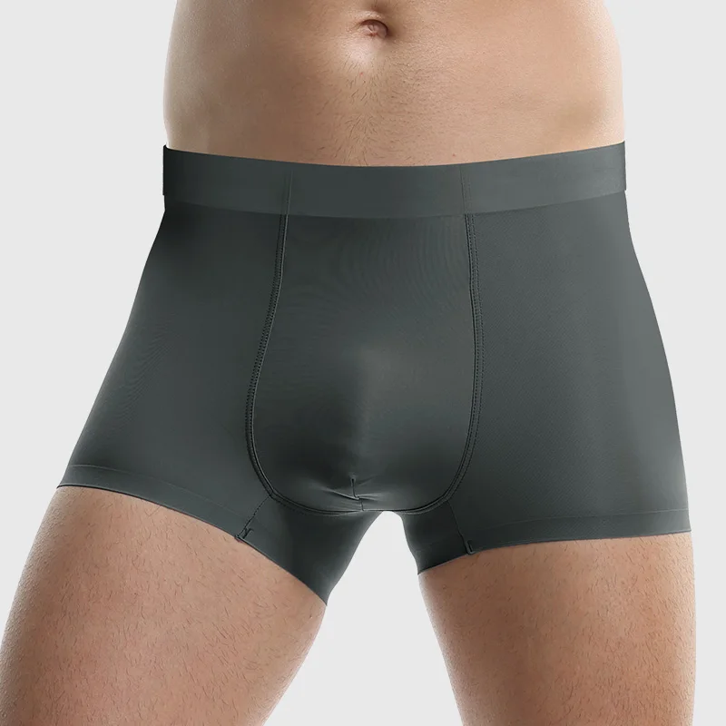 Herren-Unterwäsche aus Eisseide, antibakteriell, nahtlos, Boxershorts, Sommer, dünne Unterhose, atmungsaktive Sport-Shorts