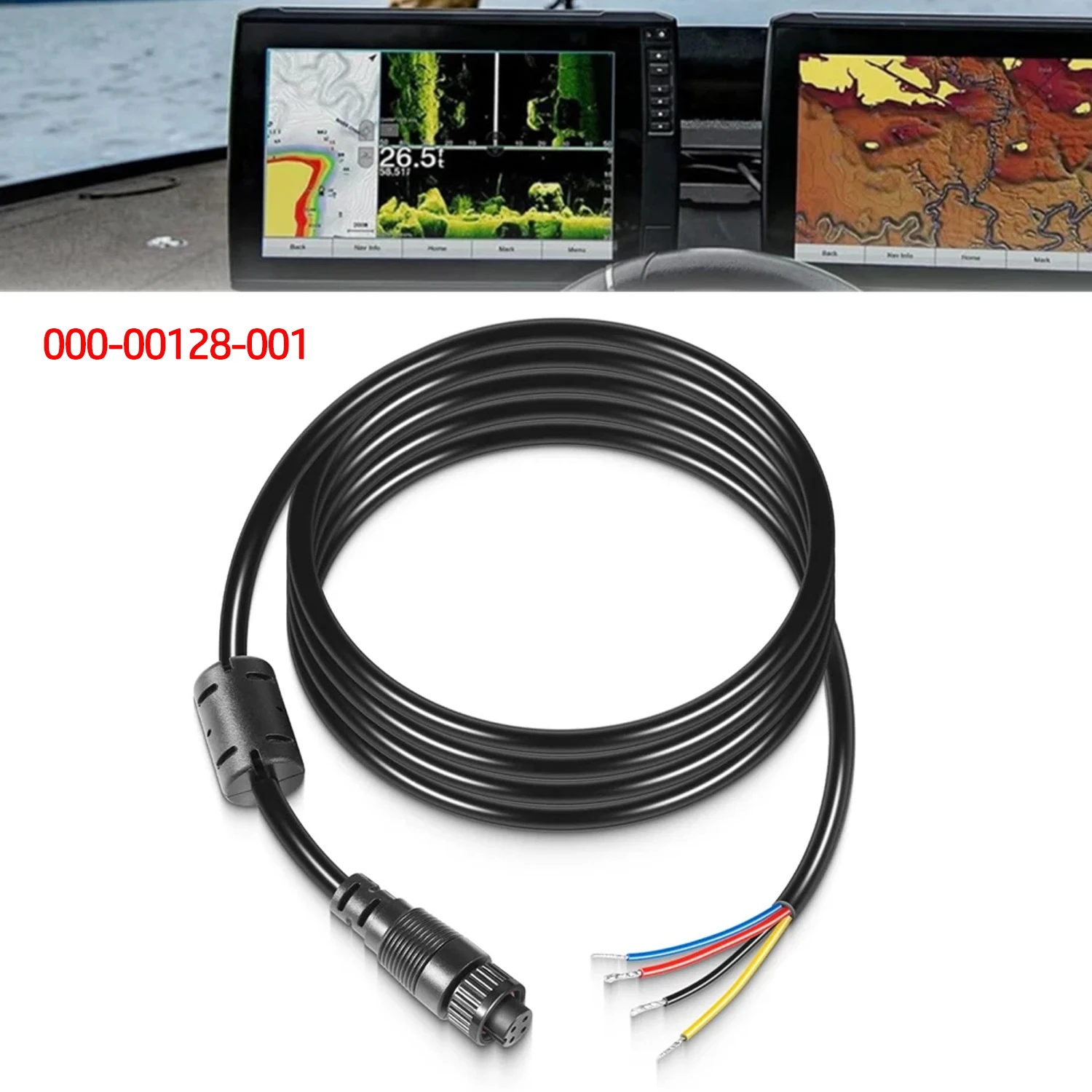 000-00128-001 4-pin Marine Power Cord Fit for Simrad GO9/12, Vulcan 7/9/12, NSS EVO3, ZEUS2,ZEUS3 for Power in (6.5 Feet)