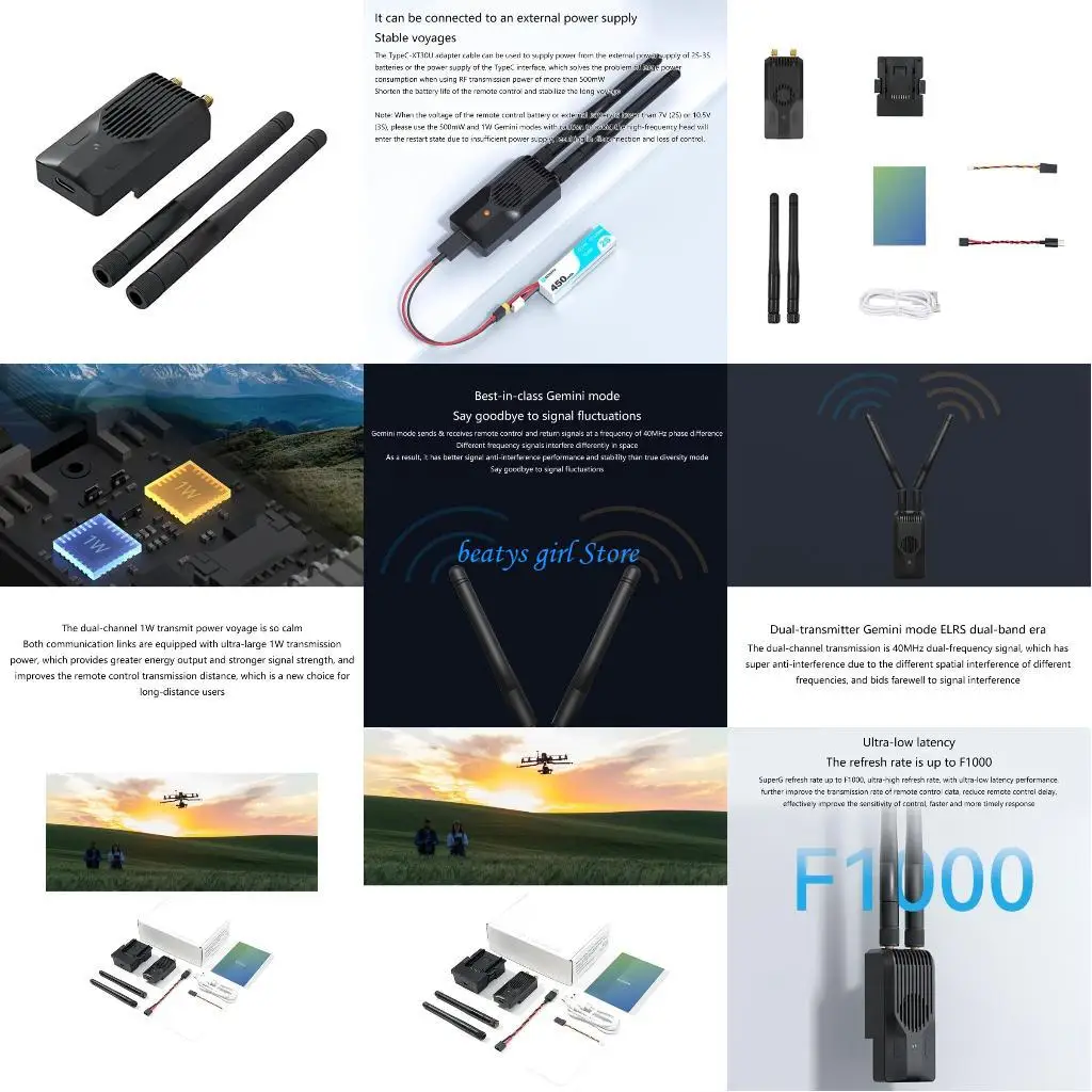 

C7AB SuperG ELRS 2.4G Highly Frequency Head Module Double 1W Power Transmitters