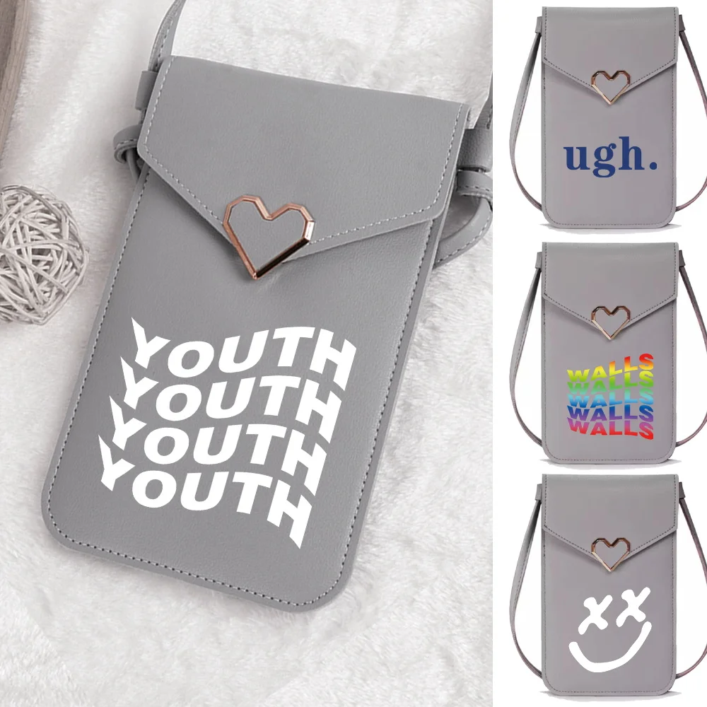 Transparent Touch Screen Phone Bag Walls Pattern Shoulder Straps Multilayer Wallet Coin Small Object Shopping Phone Storage Bags