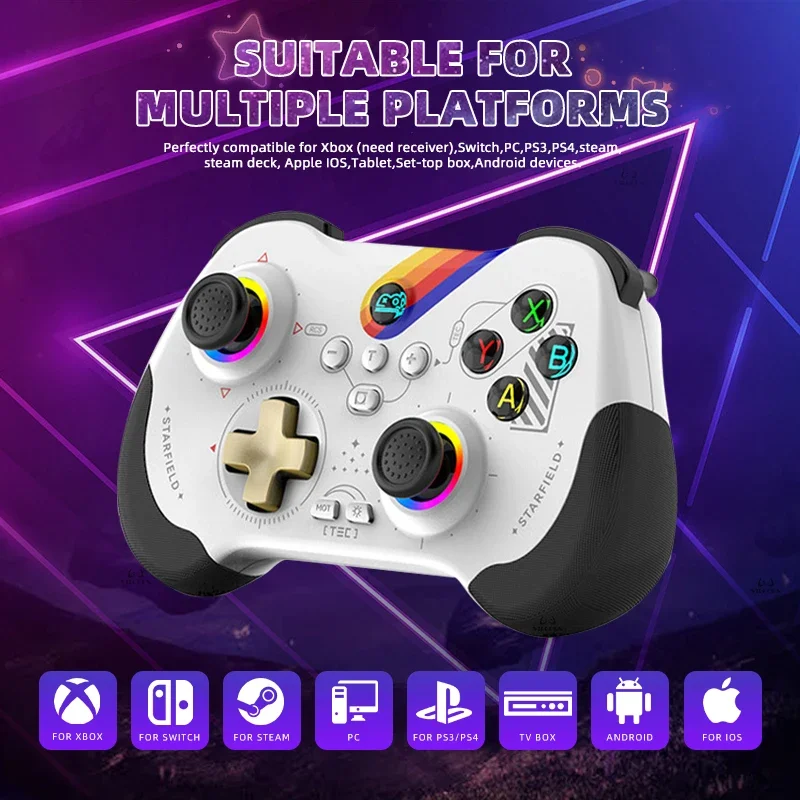 Z01 Wireless Game Controller Bluetooth 6-Axis Motion Sensor Support Turbo Programmable Hall Joystick for Switch Steam PS3 PS4 PC