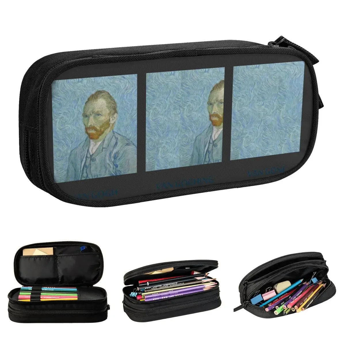 

New Van Gone Van Gogh Pencil Case Portrait Vincent Art Pencilcases Pen Holder Kids Large Storage Bags Office Gifts Stationery