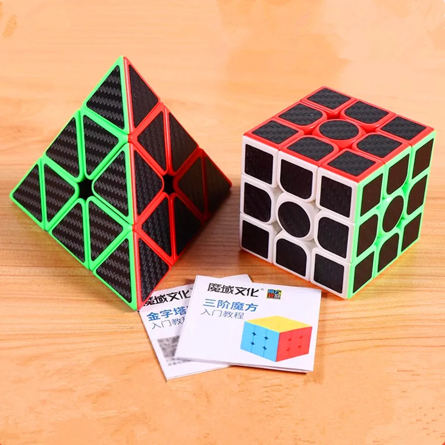 MoYu Meilong Carbon Fiber Sticker Magic Cube 2x2 3x3 4x4 5x5 Cube Pyrimid Megaminx combination cubo magico For Children Toy Gift