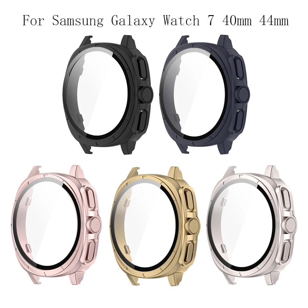 Screen Protector Case for Samsung Galaxy Watch 7 40mm 44mm Matte Hard PC Case+ Tempered Glass Full Protective Cover Bumper.