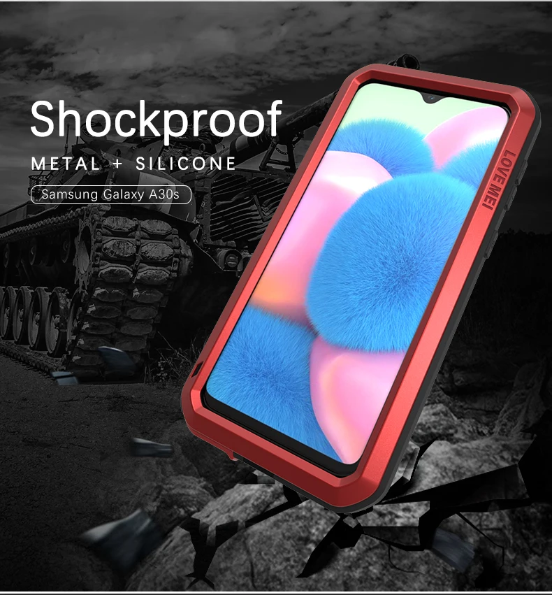 

Love Mei Shock Dirt Proof Water Resistant Metal Armor Phone Cases For Samsung Galaxy A30s A30 A20 A50s A70 A70s A40s Cover Case