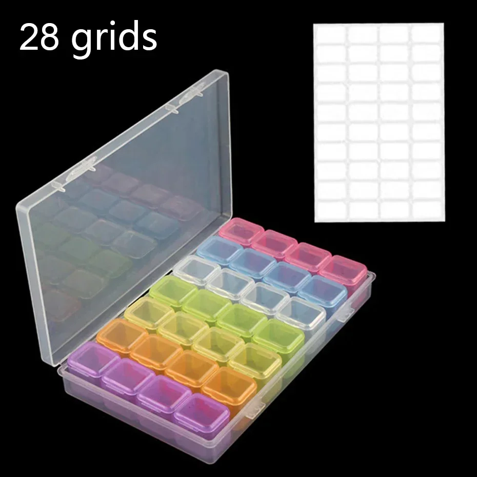 28/56 Grids DIY Diamond Painting Tools Storage Box Diamond Embroidery Accessories Organizer Case Painting Storage Containers