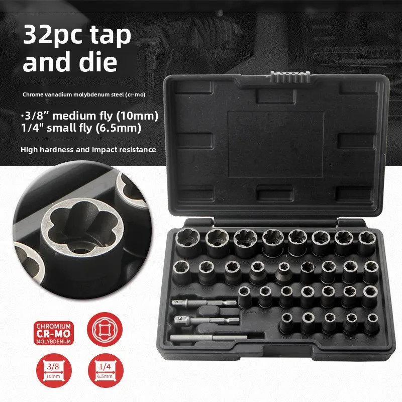 

Expertly Designed 32 Pcs Bolt Remover Set Tailored to Tackle Difficult Fasteners Equipped with Functional Adapters